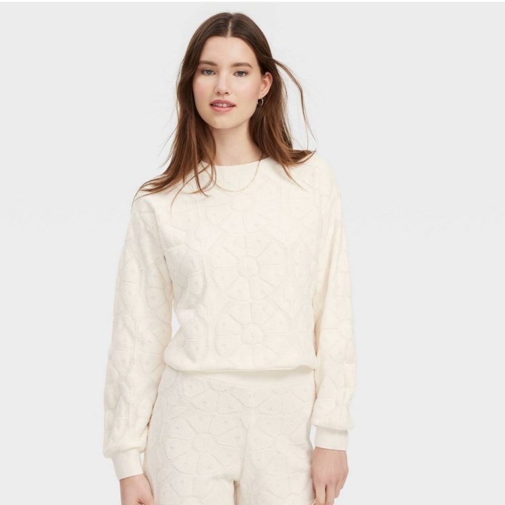 Roller Rabbit for Target Cream Women's Crew Neck Sweatshirt